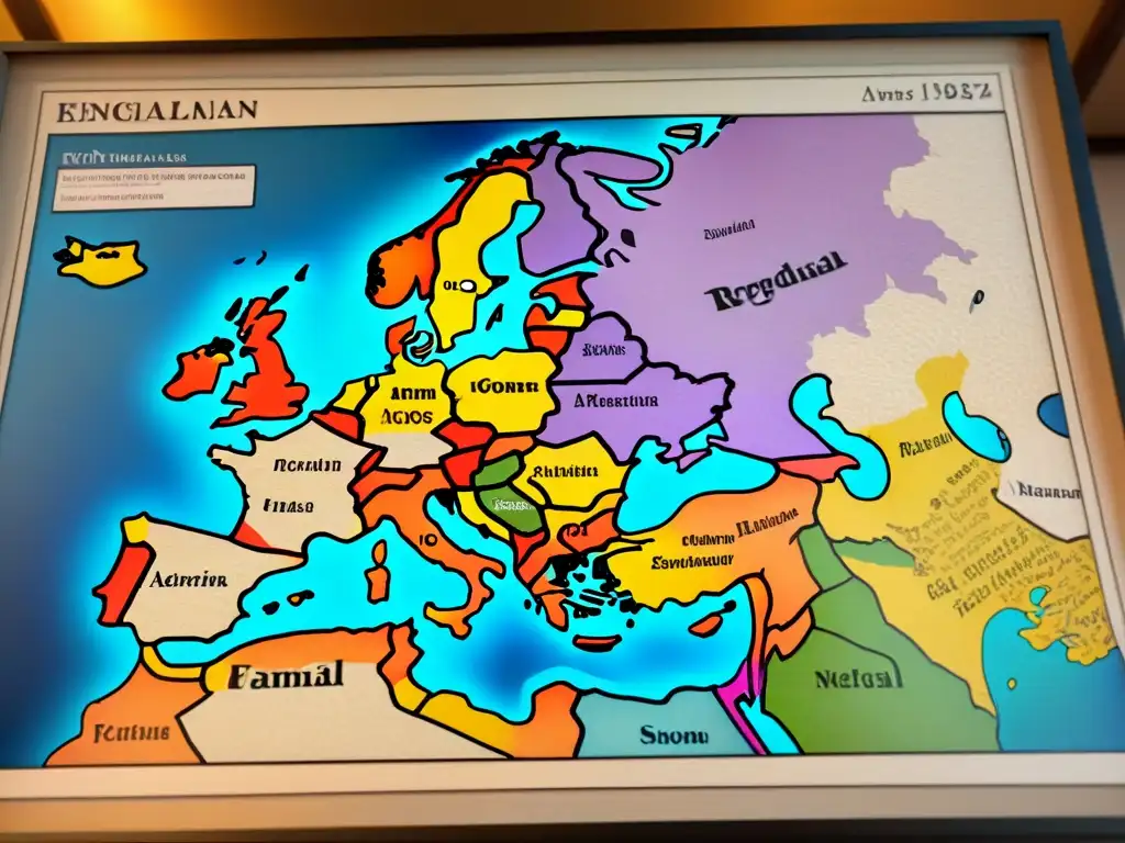 Explora la historia de apellidos en un antiguo mapa de una bulliciosa ciudad europea con calles empedradas y edificios medievales detallados