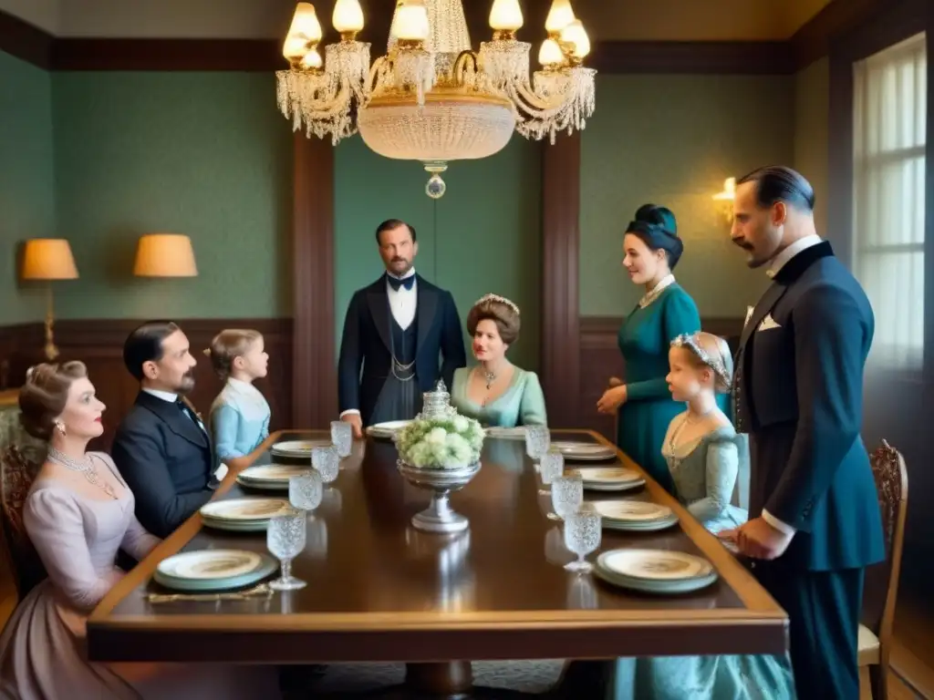 Descubriendo historia familiar en fotografías antiguas de una elegante cena en el siglo XX