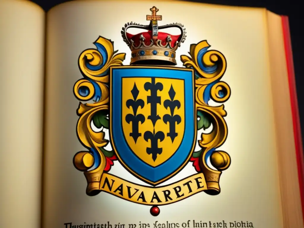 Una iluminada y detallada historia del apellido Navarrete en manuscrito medieval, rica en oro y pigmentos vibrantes