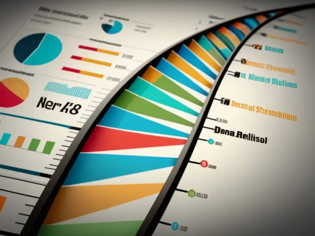 Una ilustración detallada de ADN con gráficos coloridos, simbolizando análisis Kits ADN CostoBeneficio