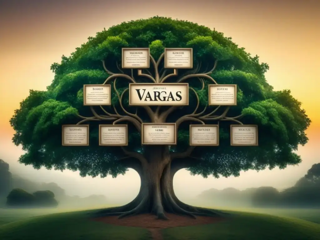 Árbol genealógico vintage de los apellidos Vargas, Vera y Vivanco Intrincado árbol genealógico vintage con los apellidos Vargas, Vera y Vivanco entrelazados, destacando la conexión genealógica apellidos Vargas Vera