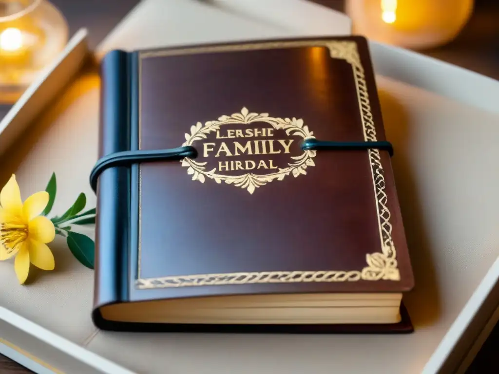 Libreta familiar encuadernada a mano, con detalles personalizados y páginas llenas de recuerdos y amor