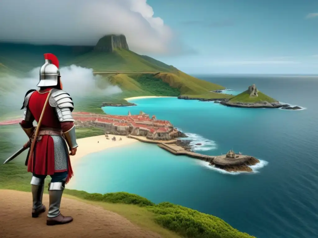 Arribo de los Pizarro al Nuevo Mundo: maravilla y conquista La llegada de los hermanos Pizarro al Nuevo Mundo, con indígenas en asombro