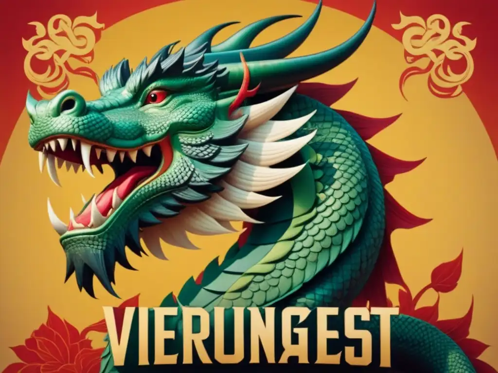 Un majestuoso dragón entrelazado con caligrafía vietnamita, simbolizando poder y prosperidad