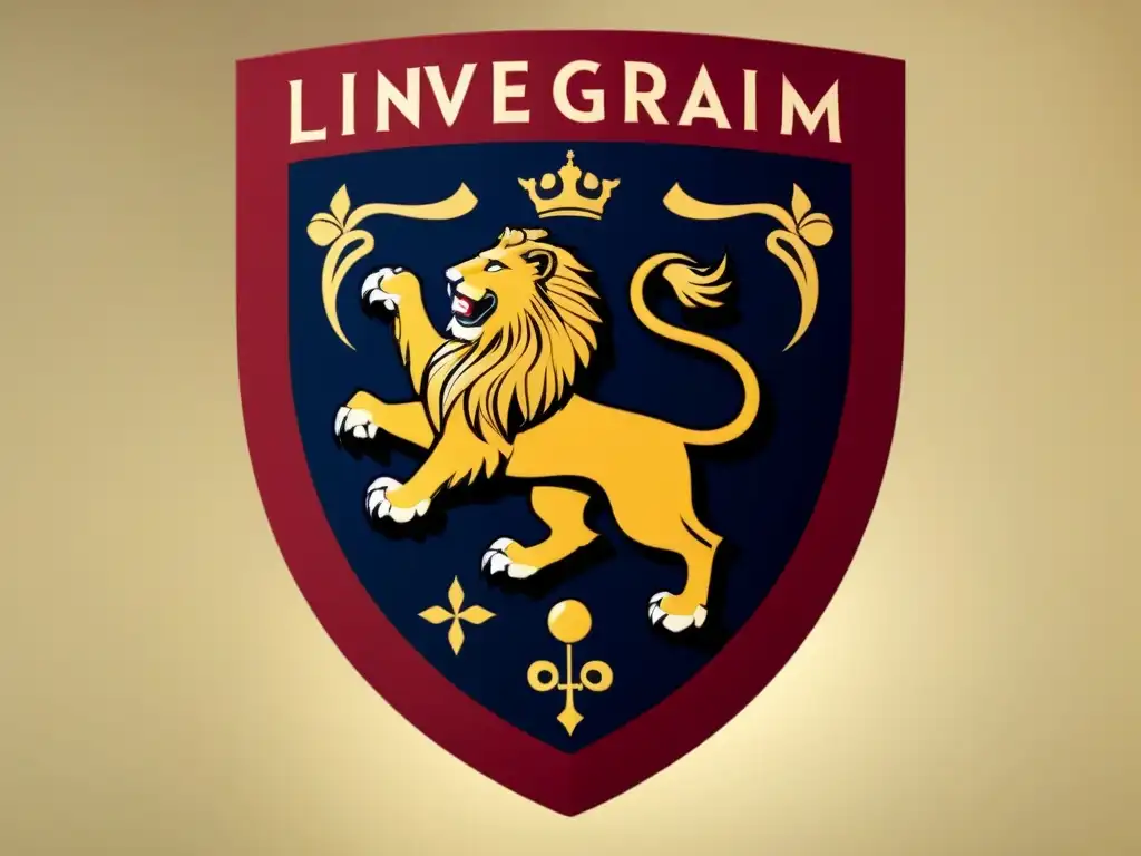 Escudo de la familia Linares: majestuoso león y herencia noble Un majestuoso escudo familiar del apellido Linares con un león rampante, símbolo de fuerza y herencia