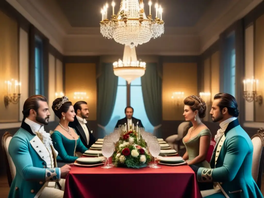 Majestuoso salón de banquetes en un evento de la familia Ducasse en el siglo XVIII