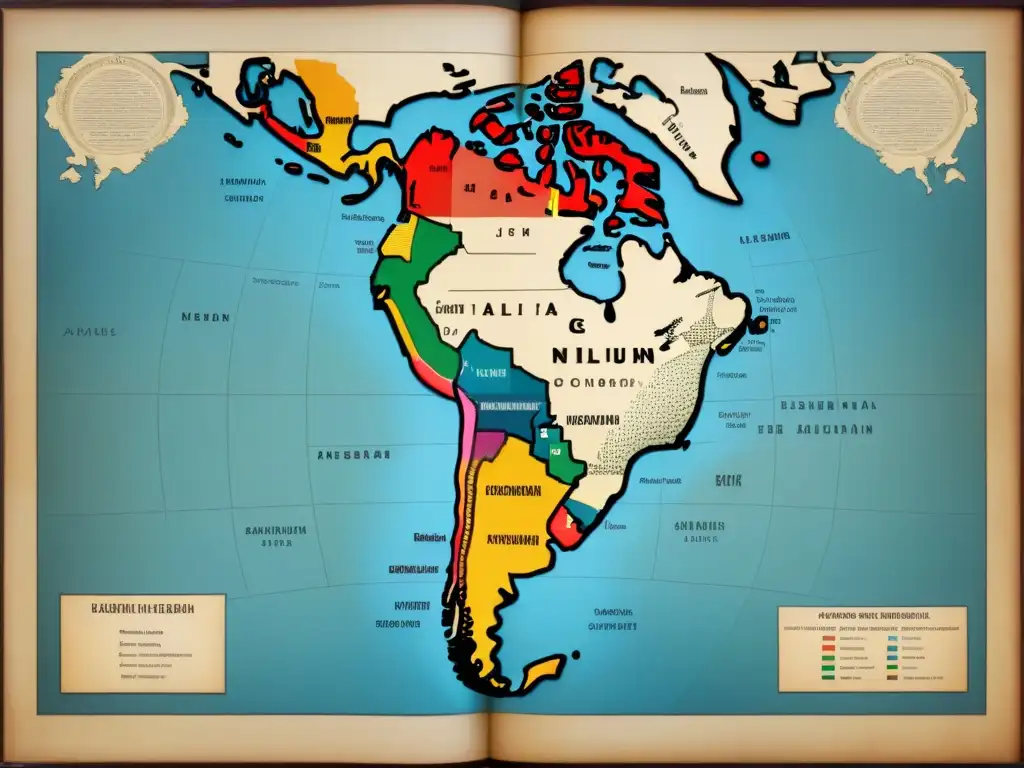 Mapa antiguo de las Américas con evolución de apellidos con G en diversas culturas