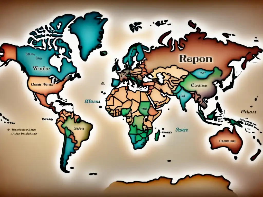 Mapa antiguo detallado en tonos terrosos, resaltando orígenes étnicos y migraciones