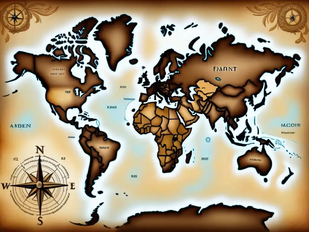 Mapa antiguo con rutas comerciales y árbol genealógico entrelazados, simbolizando el origen de apellidos y linajes