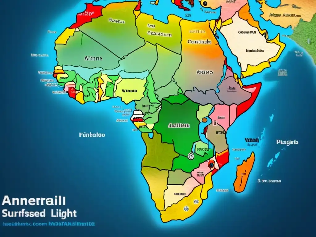 Mapa detallado de antiguas migraciones apellidos africanos dispersión, rutas intricadas y colores desvanecidos