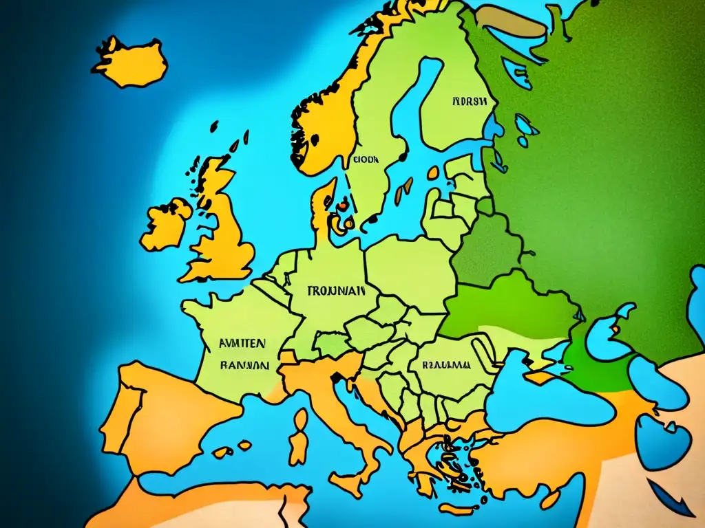 Mapa detallado de Europa con distribución de apellidos británicos