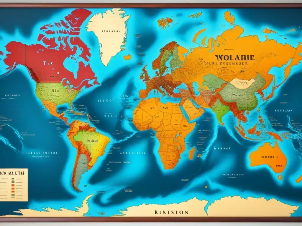 Mapa detallado que muestra la evolución global de apellidos ingleses a lo largo del tiempo, destacando la migración y las influencias culturales