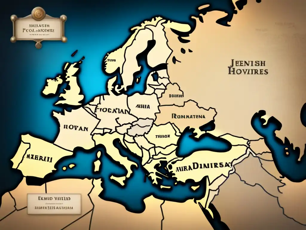 Mapa detallado de la evolución de apellidos judíos en la Edad Media, resaltando la diáspora y transformaciones
