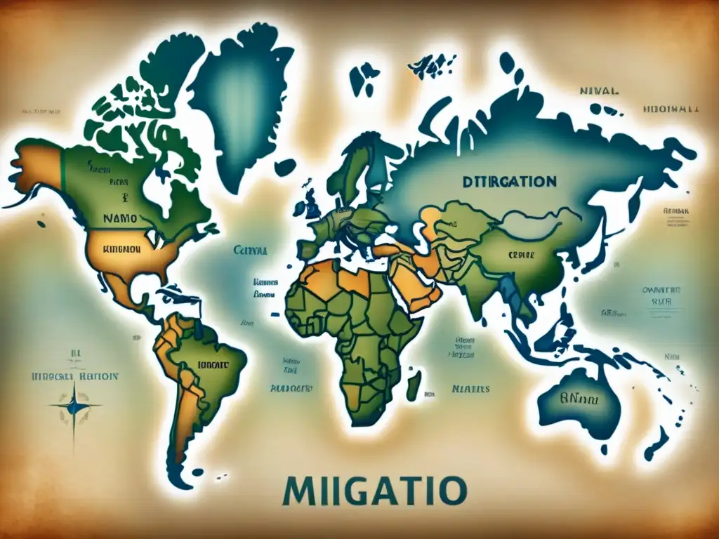 Mapa detallado de apellidos con la letra 'A' y distribución global por inmigración