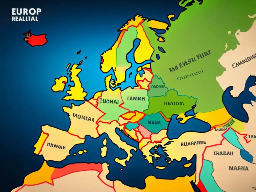 Mapa detallado de Europa con distribución de apellidos nobles