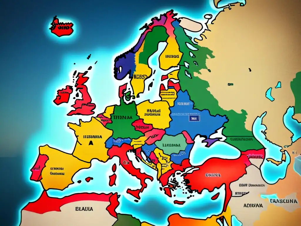 Mapa detallado de Europa mostrando cambios tras guerras mundiales