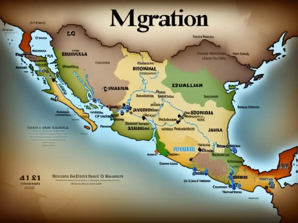 Mapa detallado de la distribución de apellidos por guerras, en tonos sepia, mostrando patrones de migración y origen