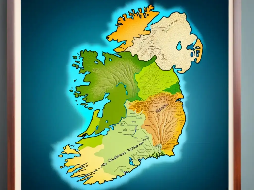 Mapa detallado de Irlanda con énfasis en zonas asociadas a los Fitzgerald