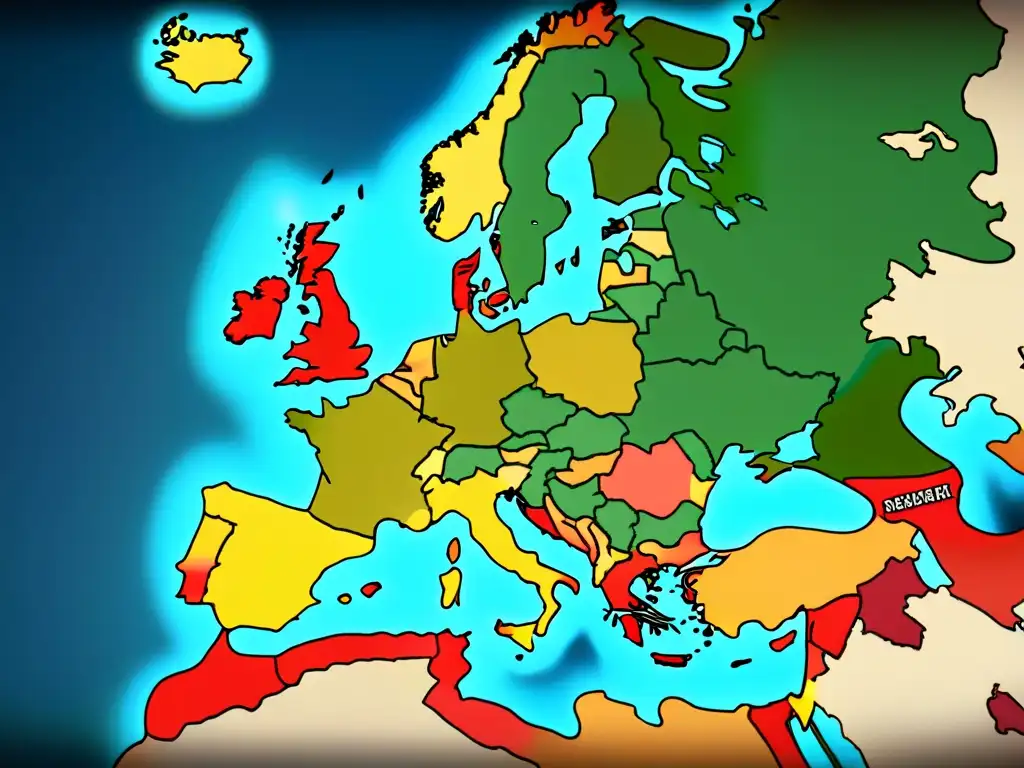 Mapa detallado de Europa durante la Guerra de los Cien Años, con territorios y batallas clave