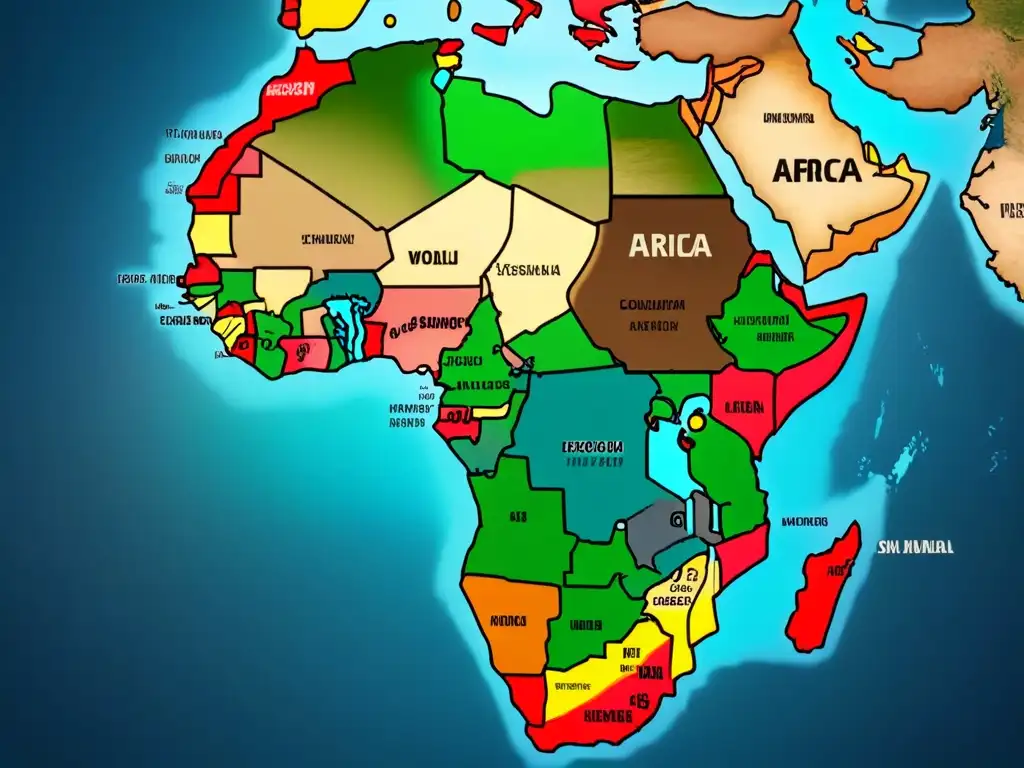 Mapa detallado de África mostrando historia de apellidos bajo la colonización y esclavitud