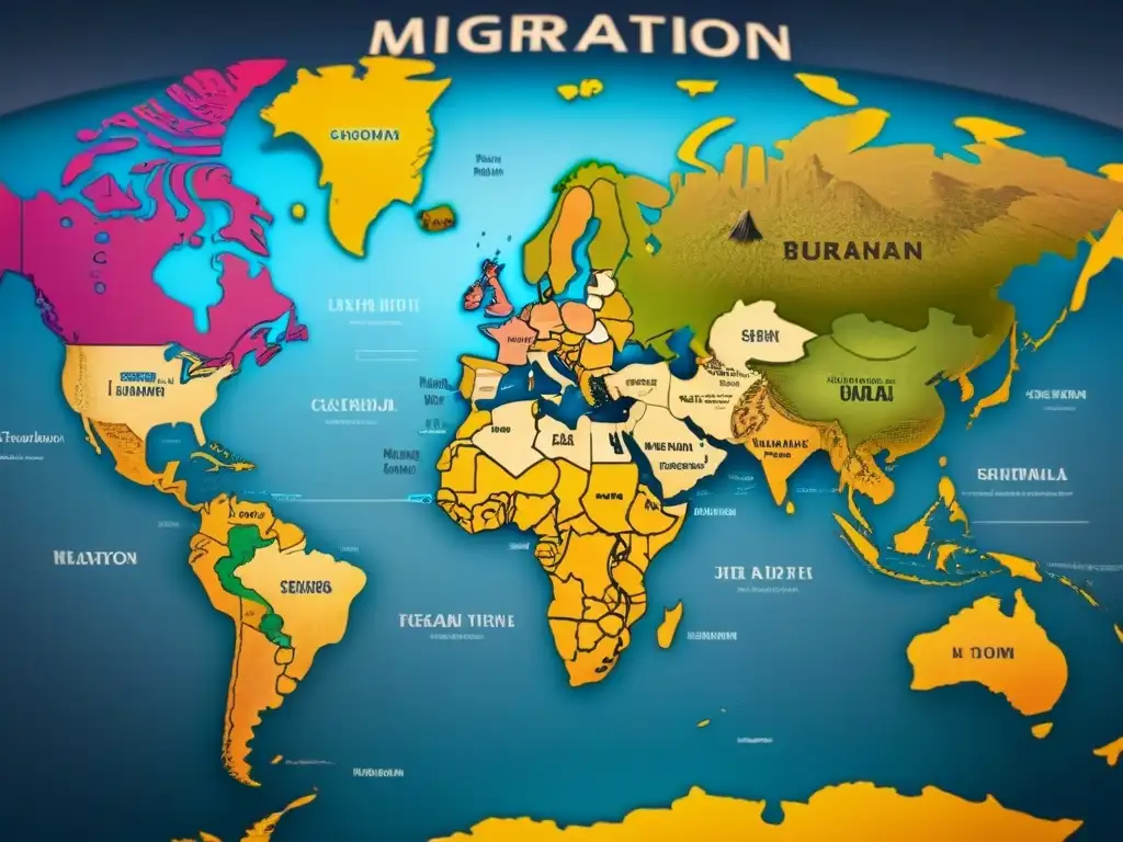 Un mapa detallado de la migración de apellidos a lo largo de la historia, con caligrafía y evolución global de apellidos