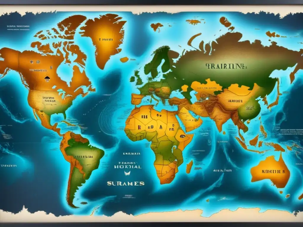 Mapa detallado de migración de apellidos con X en tonos sepia, con ruta histórica y rosa de los vientos, evocando profundidad educativa