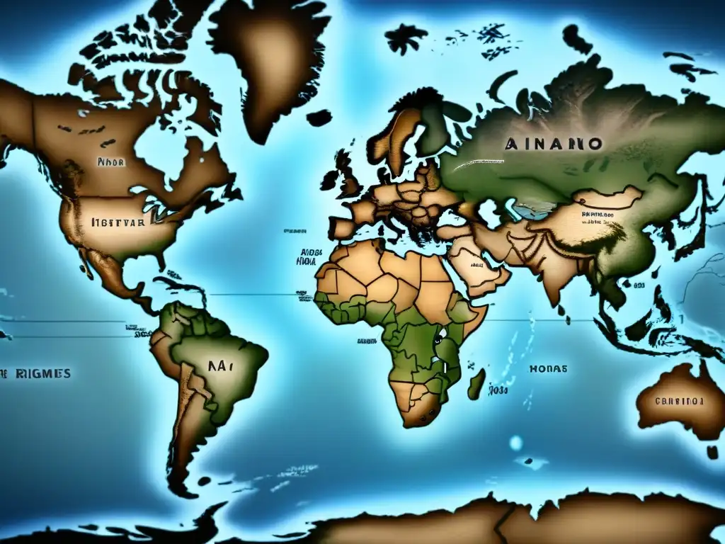 Mapa detallado de la migración de apellidos con la letra 'A' en la historia global