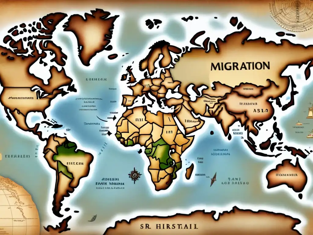 Mapa detallado de la migración de apellidos que comienzan con 'O' en diferentes continentes