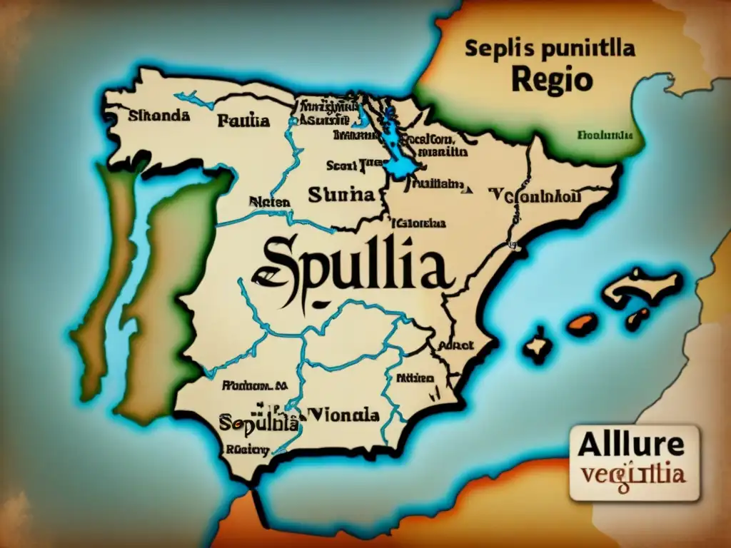 Mapa detallado del origen del apellido Sepúlveda en Castilla, con caligrafía antigua y tonos sepia