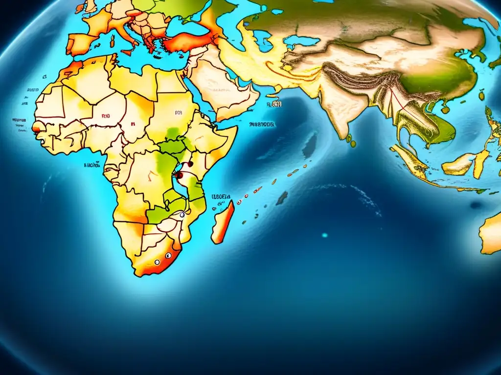 Mapa detallado de la ruta de esclavitud transatlántica de África a América, historia de apellidos en África