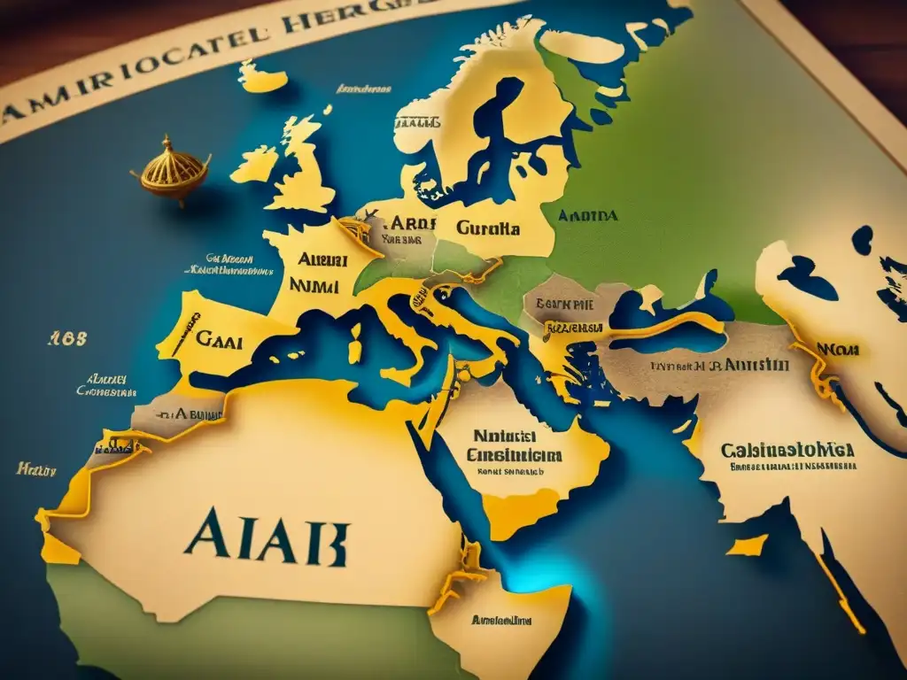 Mapa detallado de rutas de migración árabe en apellidos con 'I': historia ancestral y cultural en tinta dorada