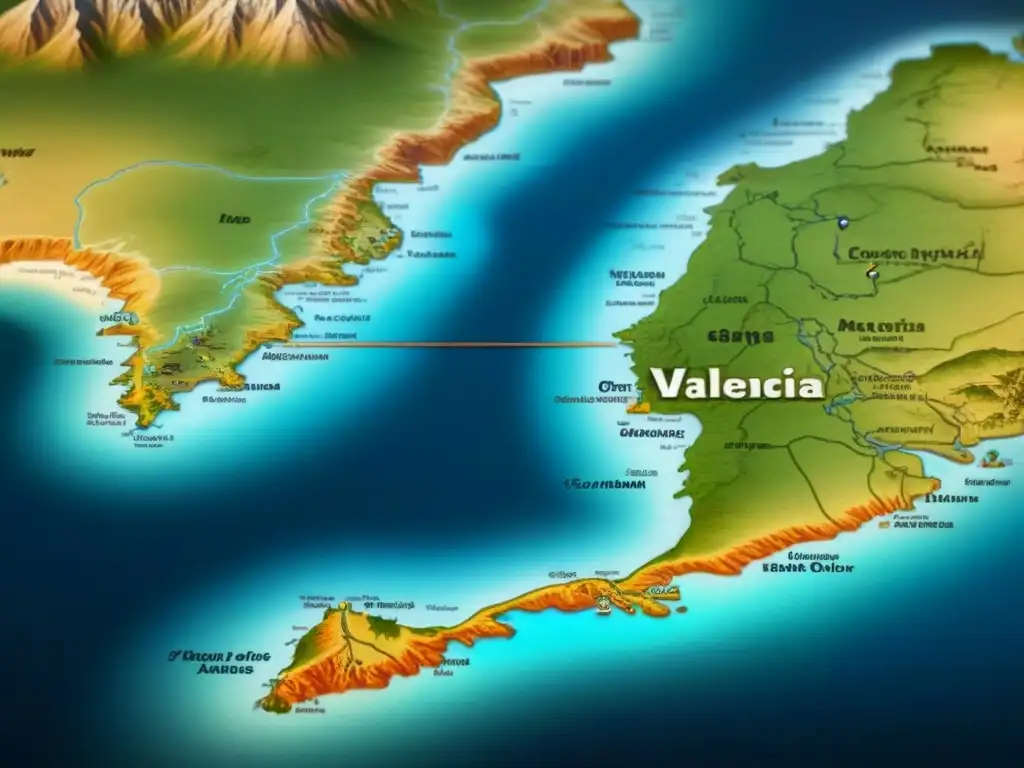 Mapa detallado con rutas de expansión de Valencia a América, ilustraciones de barcos y rosas de los vientos, historia linaje apellido Nebot