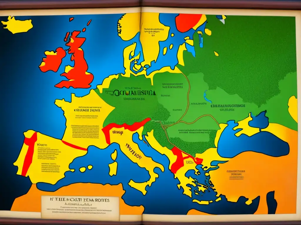 Mapa detallado del siglo XVI de rutas comerciales de especias entre Europa y Oriente, con ilustraciones de canela, clavo y nuez moscada, en tonos cálidos, evocando historia comercio especias linajes europeos