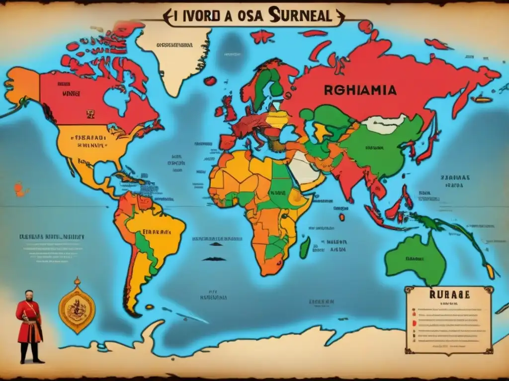 Mapa detallado vintage mostrando la dispersión del apellido Sosa en el mundo, con caligrafía e ilustraciones históricas