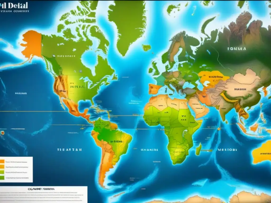 Mapa detallado vintage mostrando cambios geopolíticos del siglo XX, evocando nostalgia