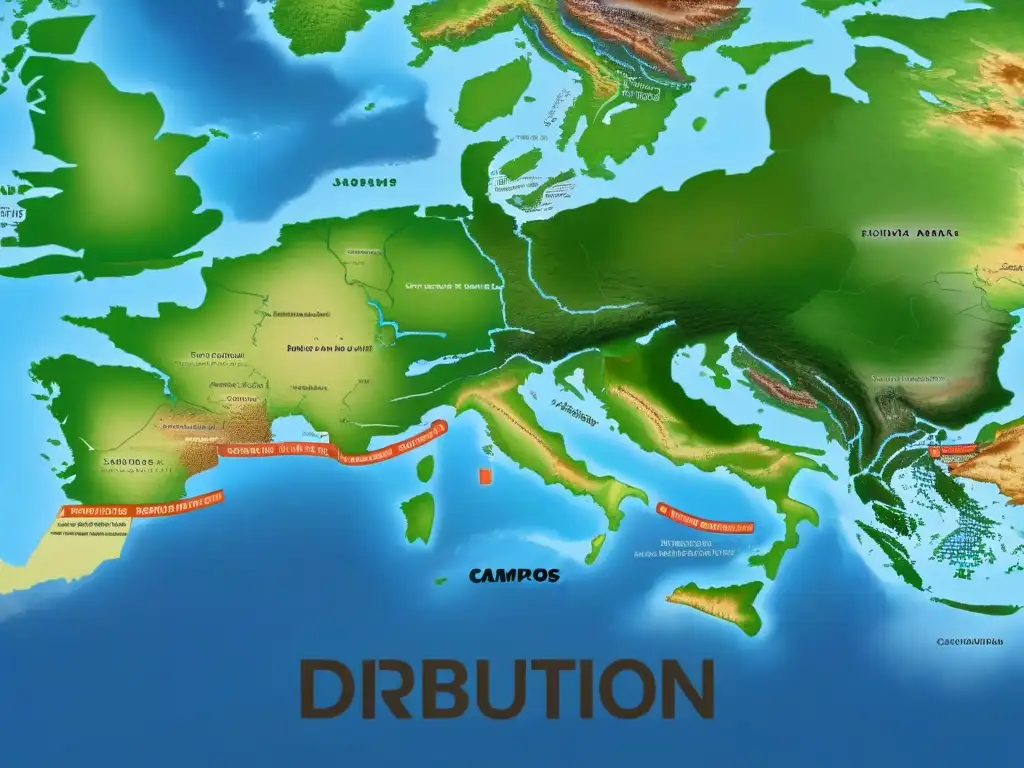 Mapa detallado vintage de distribución del apellido Campos