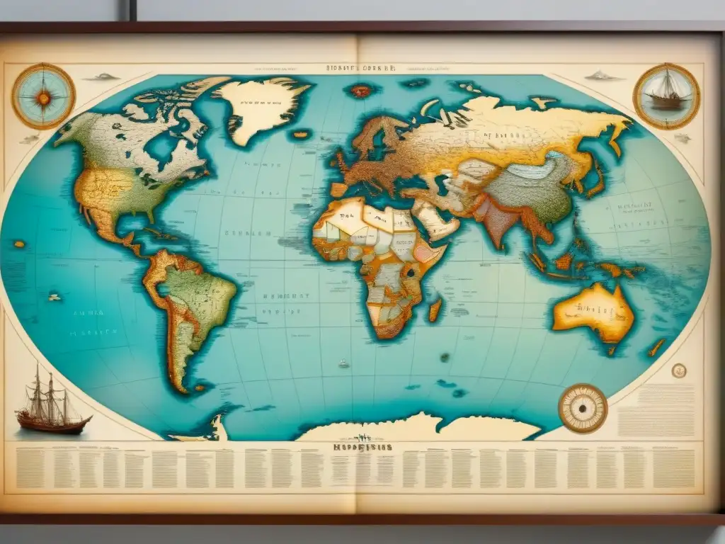 Rutas de exploradores europeos en el Nuevo Mundo: mapas detallados y misterios marinos Un mapa detallado vintage de las rutas de exploración de los primeros exploradores europeos en el Nuevo Mundo