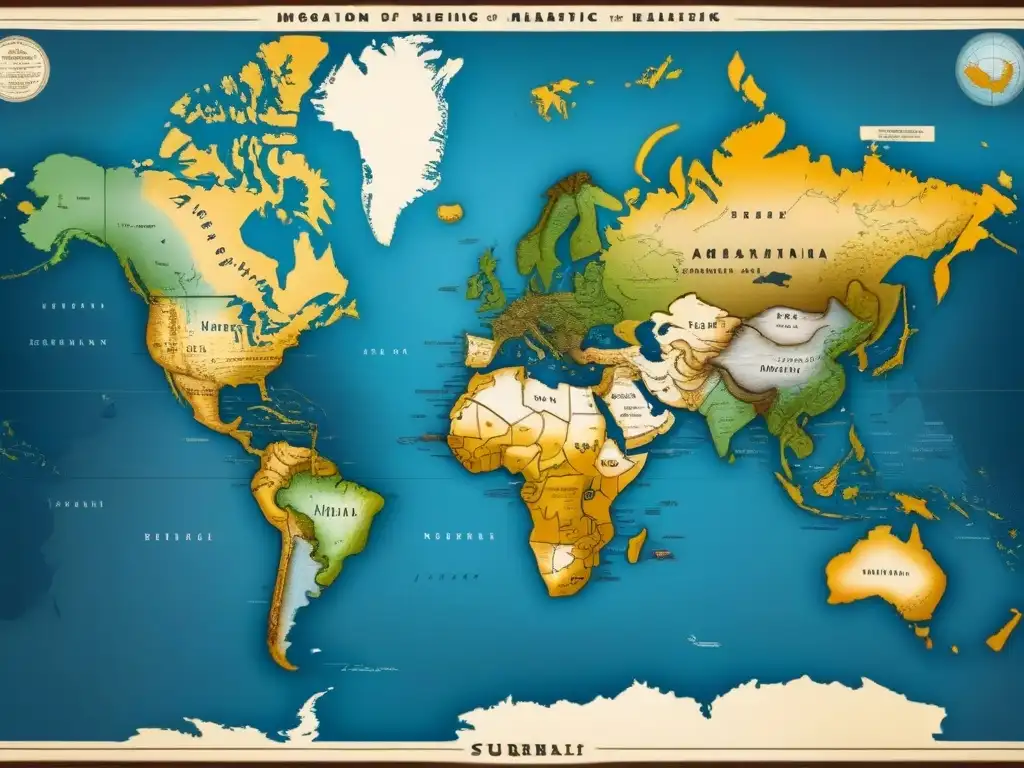 Mapa detallado vintage de rutas migratorias del apellido Nebot a lo largo de la historia, con ilustraciones de barcos, caravanas y huellas