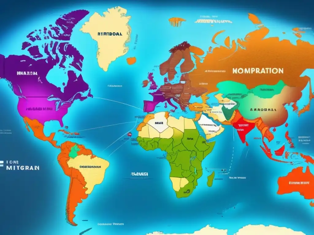 Un mapa histórico detallado de rutas migratorias, resaltando apellidos con 'I'