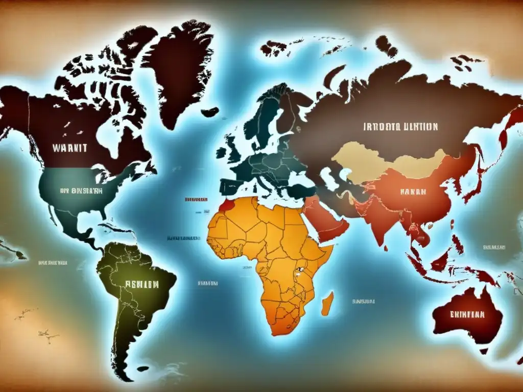 Mapa vintage detallando la transformación fonética de apellidos en conflictos, con anotaciones precisas