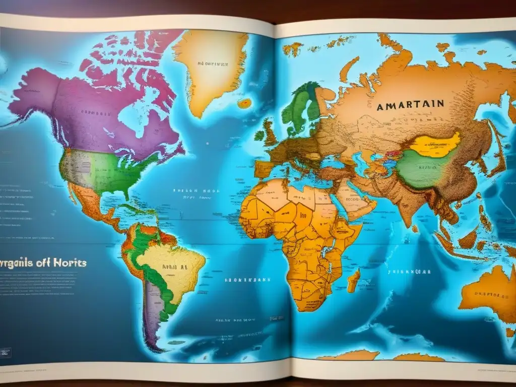 Mapa vintage detallando la evolución de apellidos con migraciones de distintos grupos ancestrales a lo largo de la historia