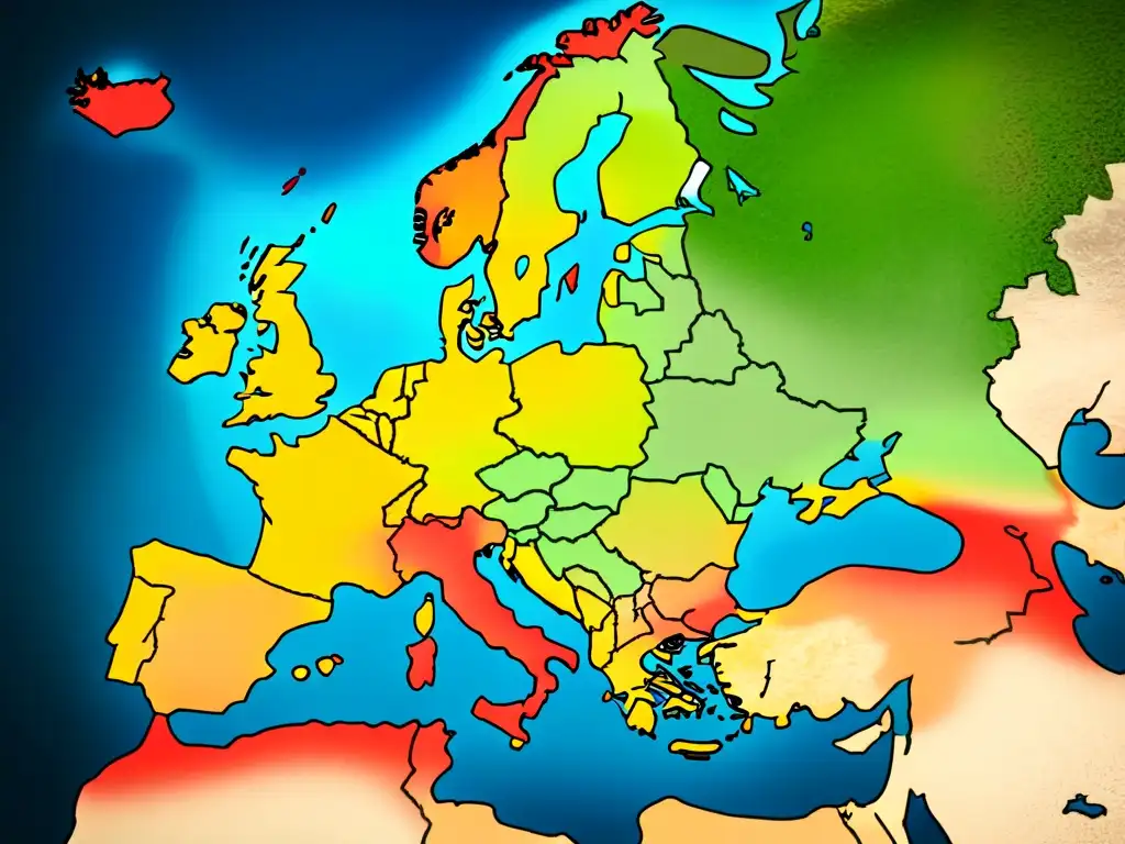 Mapa vintage detallado de Europa con distribución de apellidos eslavos