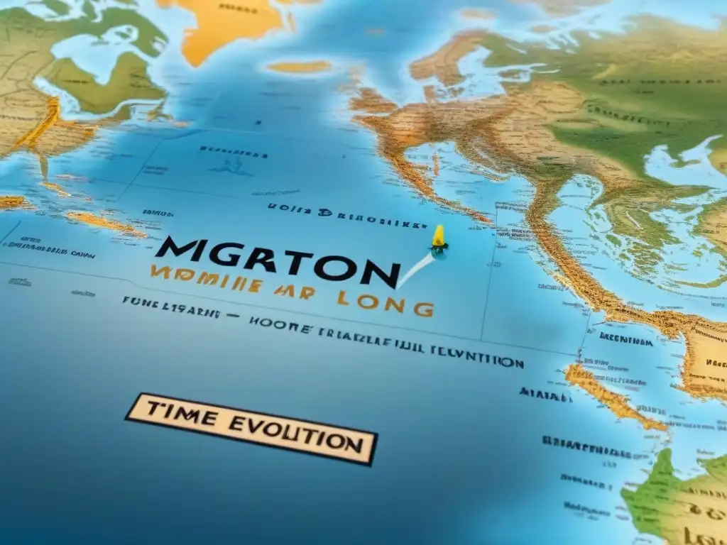 Un mapa vintage detallado muestra la evolución de apellidos por migración, con familias viajando y transformando sus nombres a lo largo del tiempo