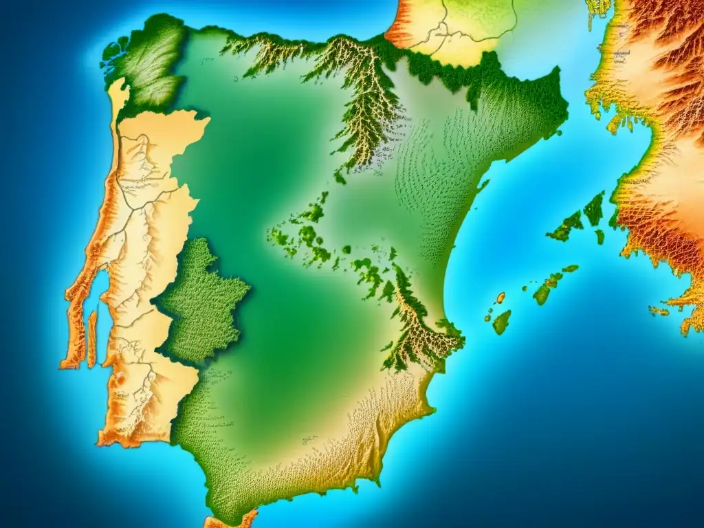 Un mapa vintage detallado de Portugal con caligrafía intrincada trazando rutas migratorias comunes de apellidos portugueses alrededor del mundo, mostrando la interconexión del patrimonio portugués global