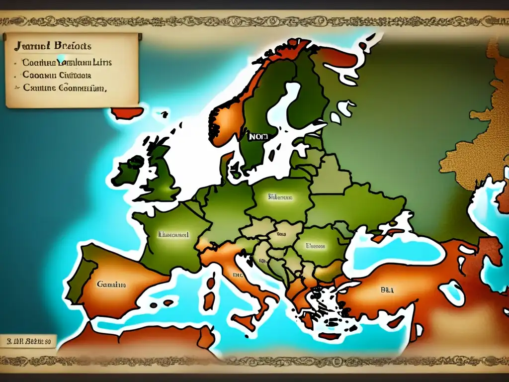 Mapa vintage detallado de una ciudad europea con caligrafía, tonos sepia añejos y símbolos históricos