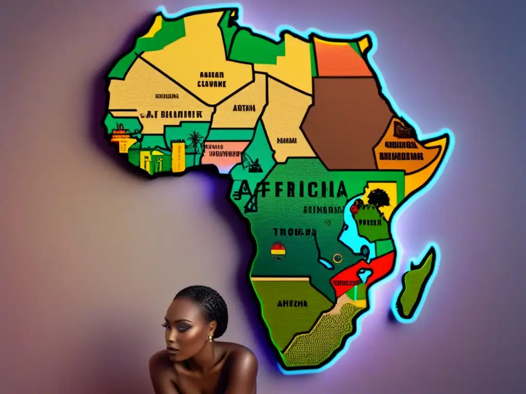 Mapa vintage detallado de la diáspora africana, resaltando rutas y conexiones de historias apellidos africanos diáspora