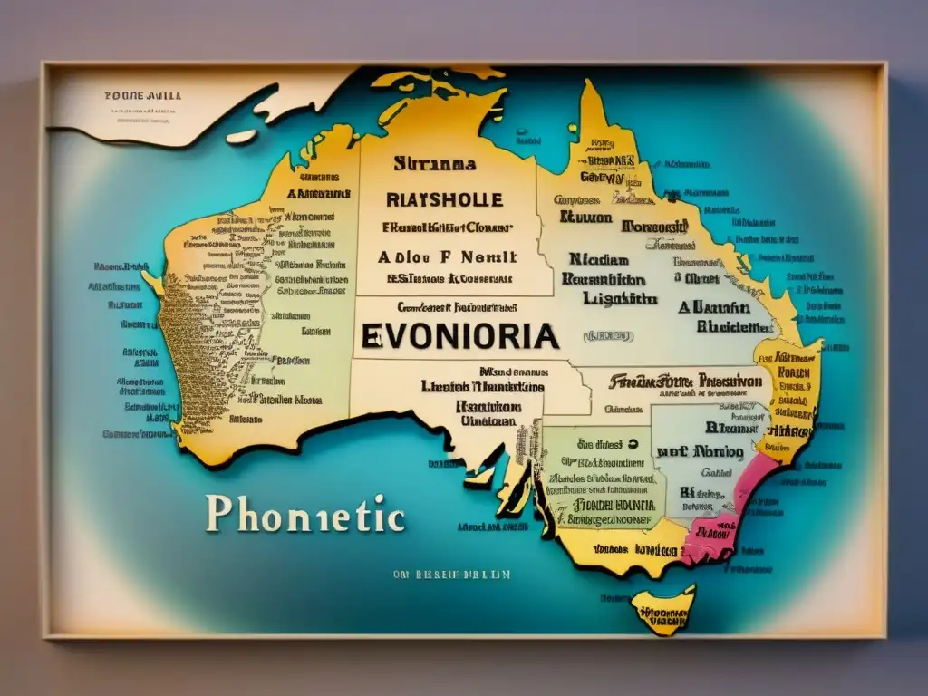 Mapa vintage detallado de la evolución fonética de apellidos a través del tiempo, con caligrafía y documentos antiguos