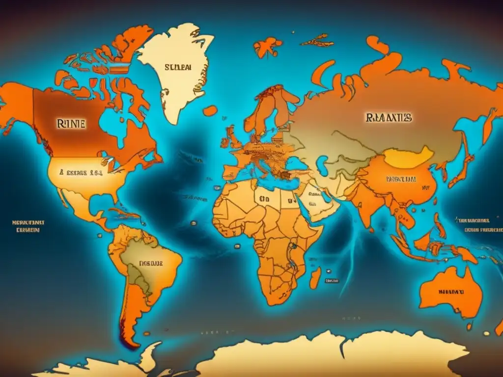 Mapa vintage detallado de apellidos con R: historia y cultura en 8K Mapa vintage detallado en 8k de distribución global de apellidos con R, destacando significado cultural
