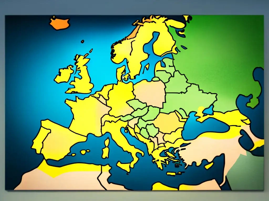 Mapa vintage detallado de Europa, territorios de los Habsburgo con paleta de colores envejecida que evoca historia y grandeza