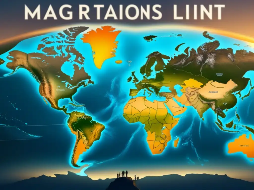 Un mapa vintage detallado muestra la migración de apellidos con tonos sepia